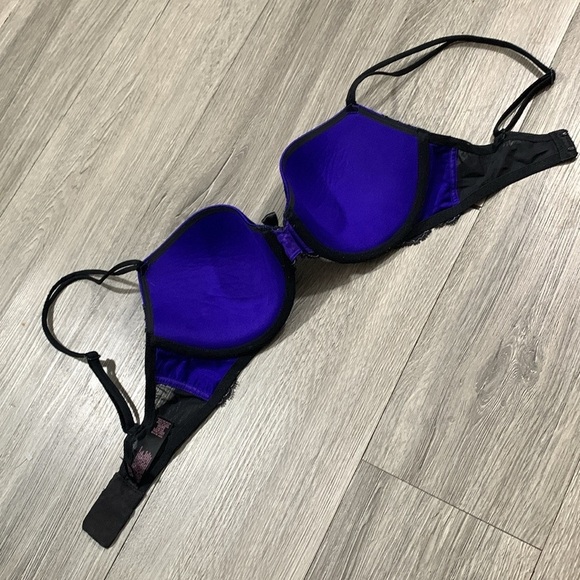 Victoria’s Secret Very Sexy Lined Demi Royal Blue/Purple & Black Lace Bra 32DD - Picture 6 of 11